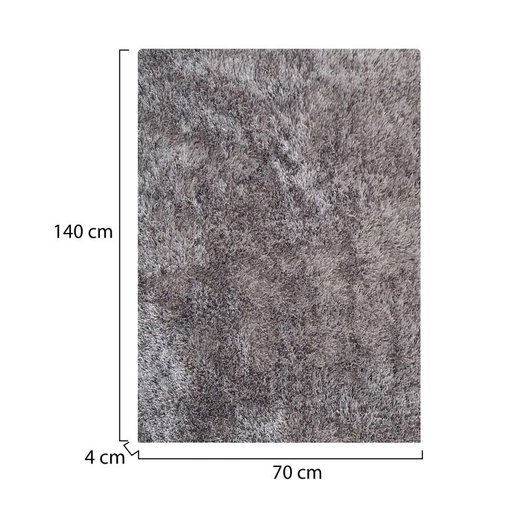 Tappeto Grigio Altezza Pelo 35 mm 100% Poliestere Forma Rettangolare 140x70 cm, Adatto a Riscaldamento a Pavimento - Latemeri