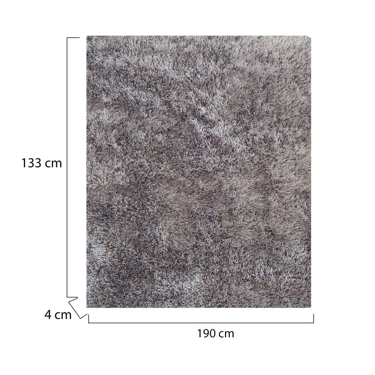 Tappeto Grigio Altezza Pelo 35 mm 100% Poliestere Forma Rettangolare 190x133 cm, Adatto a Riscaldamento a Pavimento - Latenega