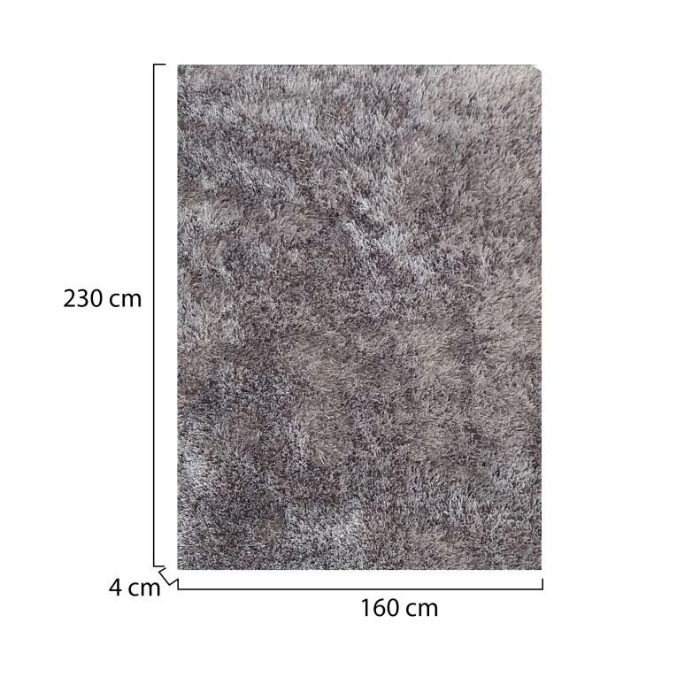 Tappeto Grigio Altezza Pelo 35 mm 100% Poliestere Forma Rettangolare 230x160 cm, Adatto a Riscaldamento a Pavimento - Latipa