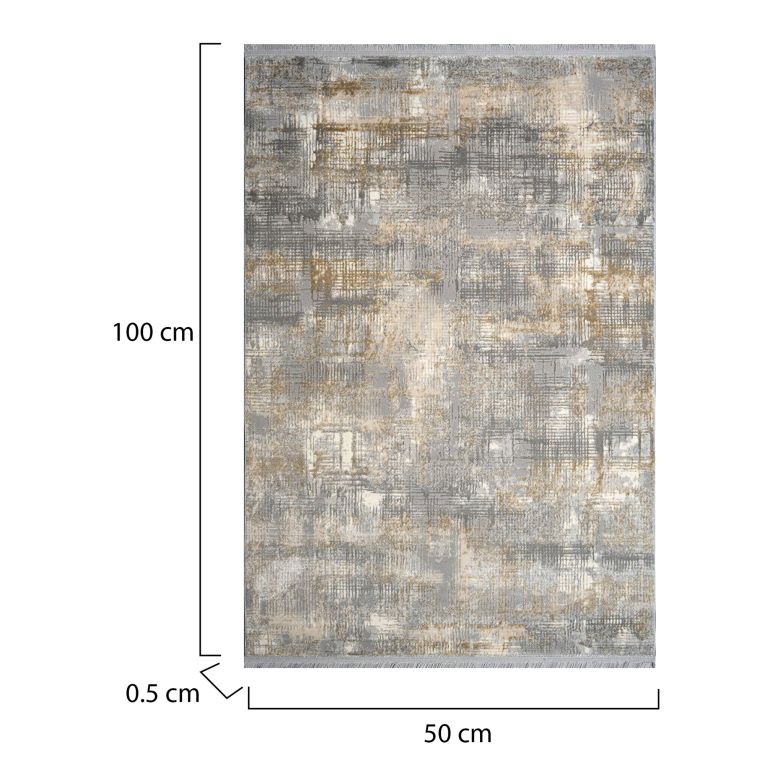 Tappeto Grigio Beige Antiscivolo 100x50 cm, Forma Rettangolare - Bellefontaine