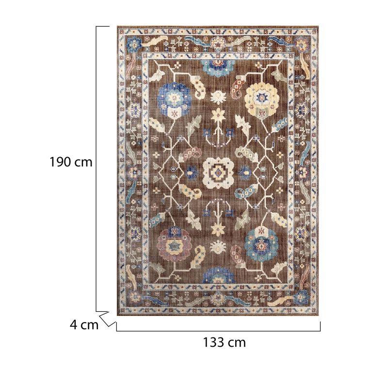 Tappeto Marrone Beige Punti 640.000 m2 Altezza Pelo 6 mm 100% Polipropilene Forma Rettangolare 190x133 cm, Adatto a Riscaldamento a Pavimento