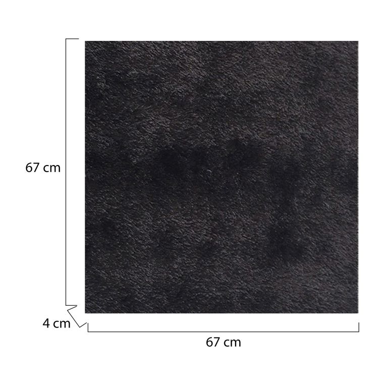 Tappeto Nero Altezza Pelo 35 mm 100% Poliestere Forma Quadrato 67x67 cm, Adatto a Riscaldamento a Pavimento - Latisa