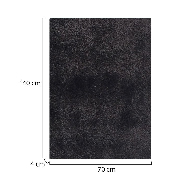 Tappeto Nero Altezza Pelo 35 mm 100% Poliestere Forma Rettangolare 140x70 cm, Adatto a Riscaldamento a Pavimento - Latemeri