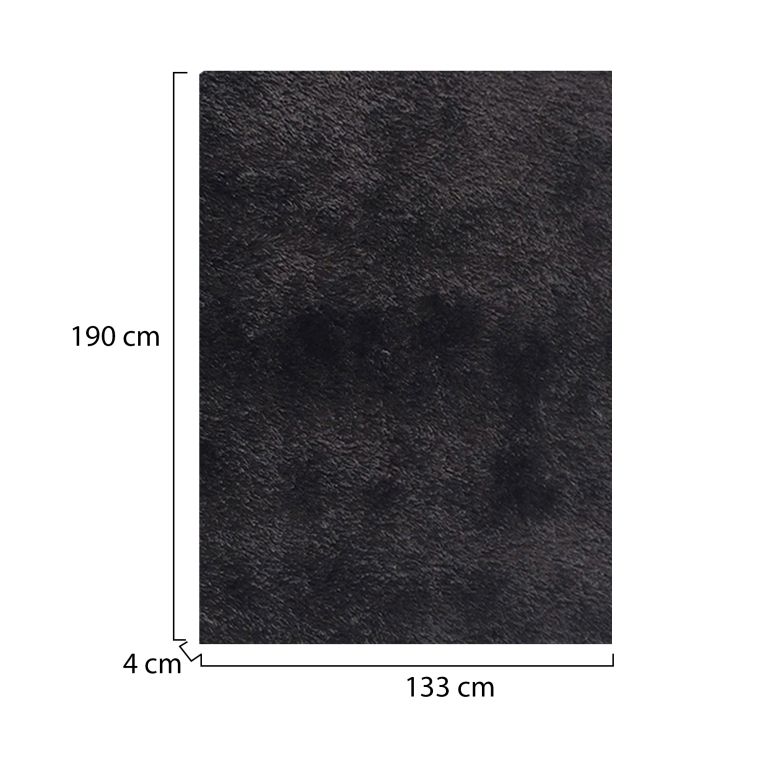Tappeto Nero Altezza Pelo 35 mm 100% Poliestere Forma Rettangolare 190x133 cm, Adatto a Riscaldamento a Pavimento - Latenega