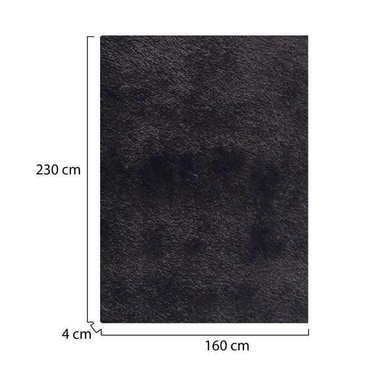 Tappeto Nero Altezza Pelo 35 mm 100% Poliestere Forma Rettangolare 230x160 cm, Adatto a Riscaldamento a Pavimento - Latipa