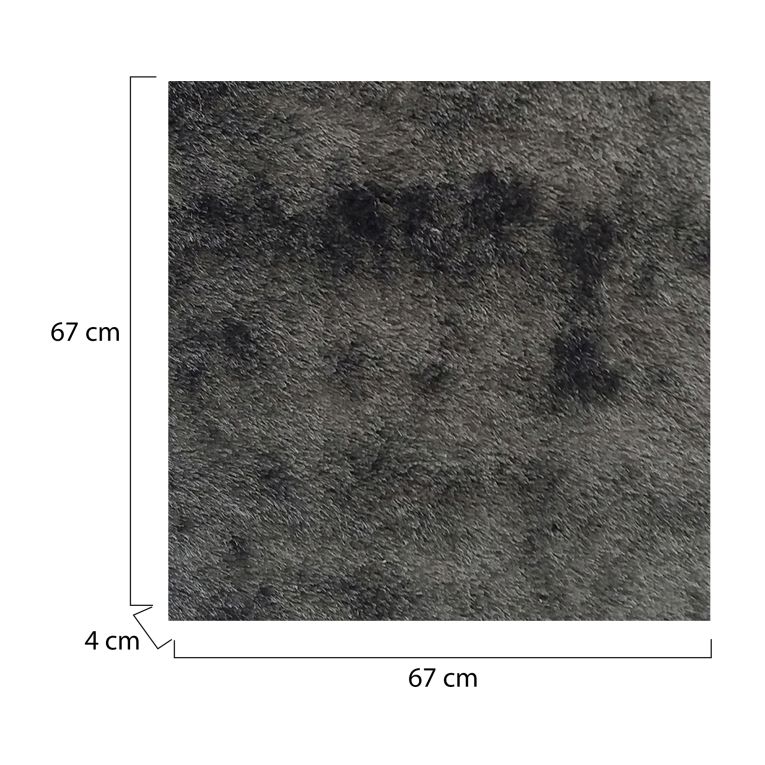 Tappeto Nero Antracite Altezza Pelo 35 mm 100% Poliestere Forma Quadrato 67x67 cm, Adatto a Riscaldamento a Pavimento - Latisa