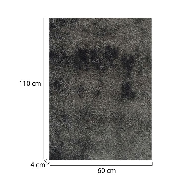 Tappeto Nero Antracite Altezza Pelo 35 mm 100% Poliestere Forma Rettangolare 110x60 cm, Adatto a Riscaldamento a Pavimento - Lateleha