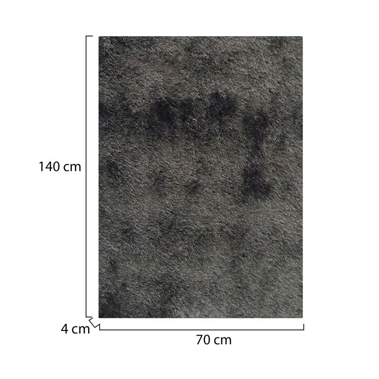 Tappeto Nero Antracite Altezza Pelo 35 mm 100% Poliestere Forma Rettangolare 140x70 cm, Adatto a Riscaldamento a Pavimento - Latemeri