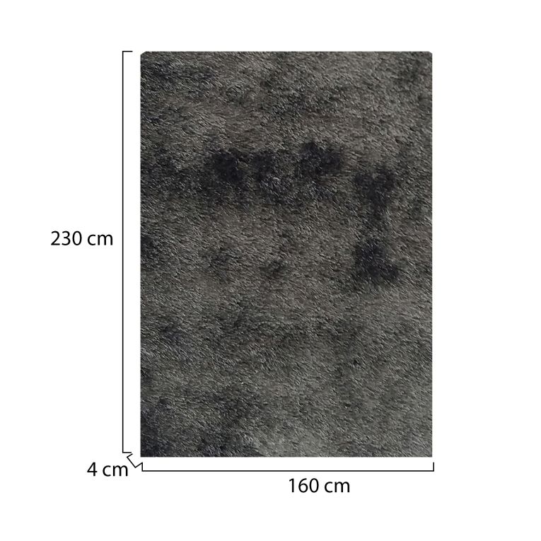 Tappeto Nero Antracite Altezza Pelo 35 mm 100% Poliestere Forma Rettangolare 230x160 cm, Adatto a Riscaldamento a Pavimento - Latipa