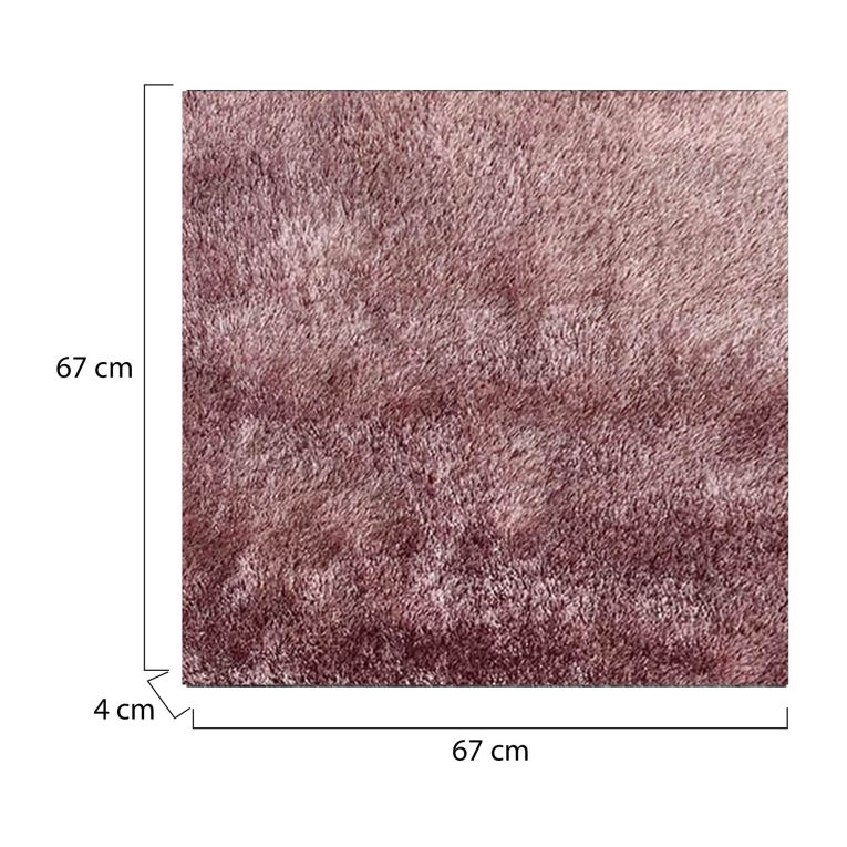 Tappeto Rosa Quarzo Altezza Pelo 35 mm 100% Poliestere Forma Quadrato 67x67 cm, Adatto a Riscaldamento a Pavimento - Latisa