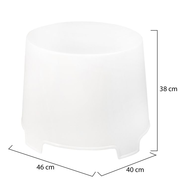 Tavolino da Esterno Bianco 2 Posti Rotondo 46x40x38h cm, Finitura Effetto Liscio Made in Italy - Crudup