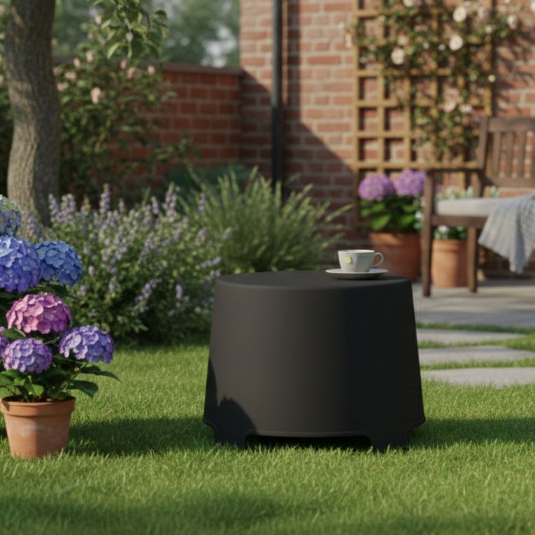 Tavolino da Esterno Nero Antracite 2 Posti 46x40x38h cm, Made in Italy - Crudup