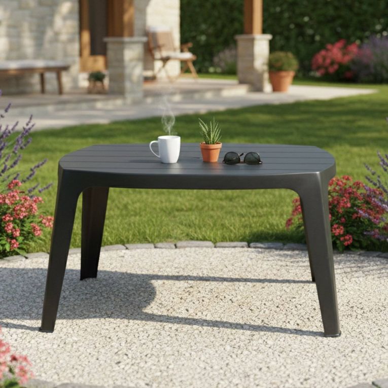 Tavolino da Esterno Nero Antracite 2 Posti 76x49x43h cm, Made in Italy - Mclendon