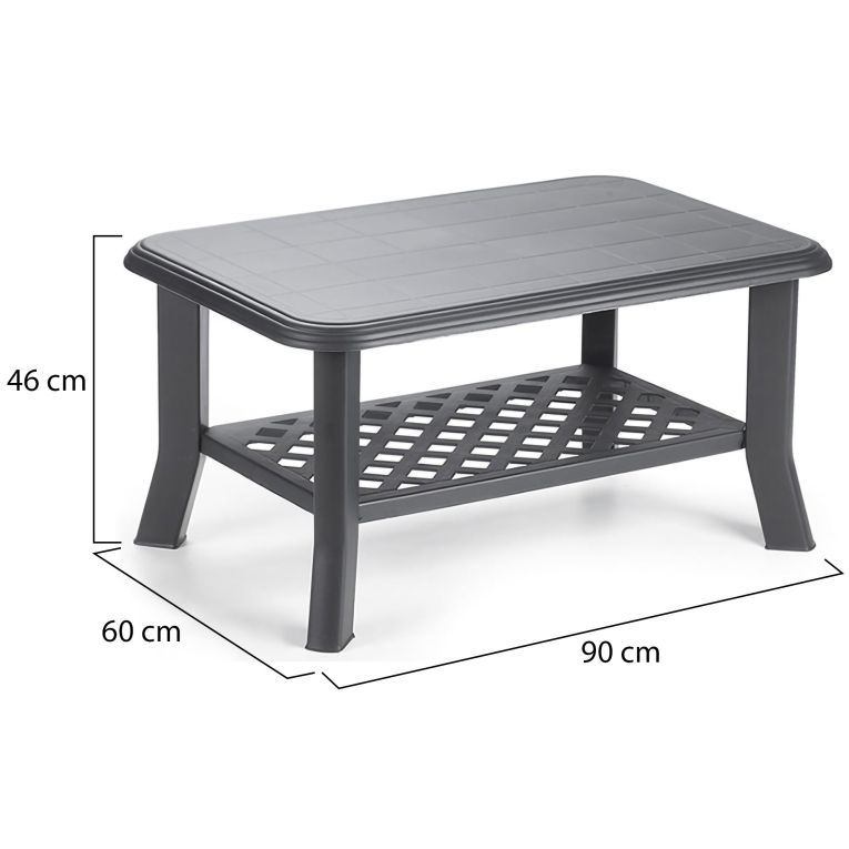 Tavolino da Esterno Nero Antracite 2 Posti 90x60x46h cm, Made in Italy - Ucria