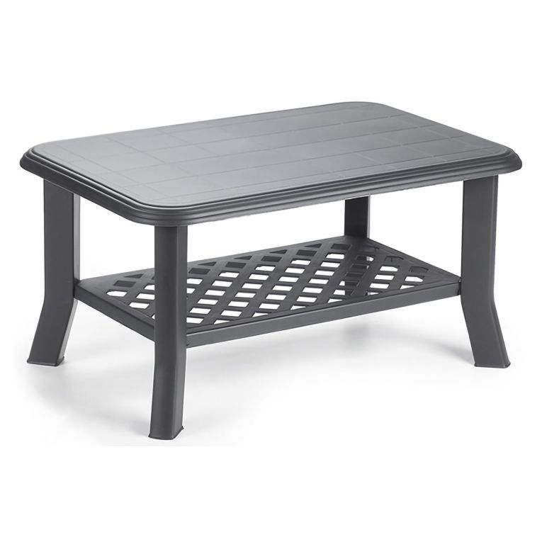 Tavolino da Esterno Nero Antracite 2 Posti 90x60x46h cm, Made in Italy - Ucria