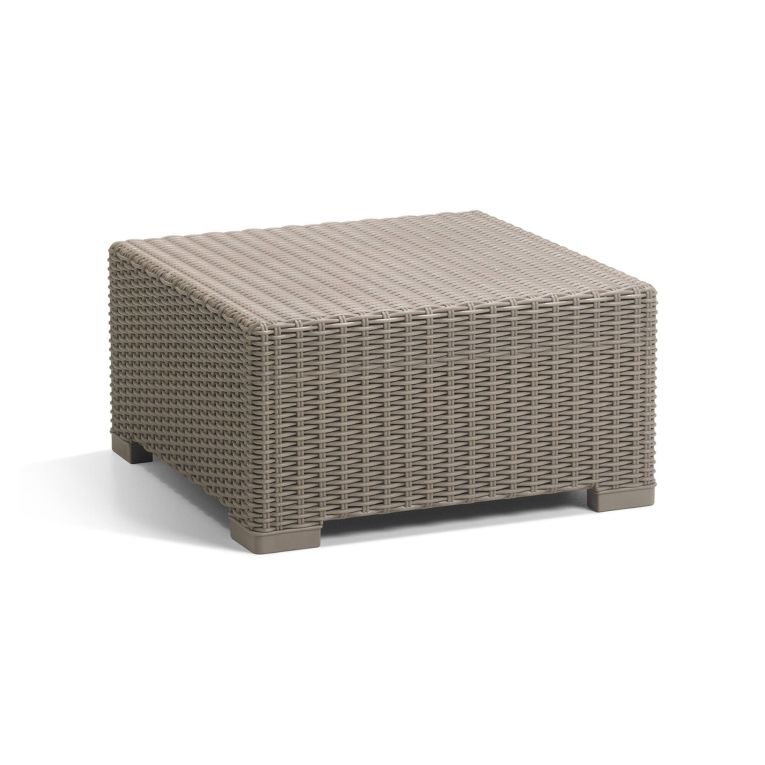 Tavolino da esterno Rapolla, Tavolo basso da giardino, Mobiletto outdoor multiuso, Mensola multifunzione, 68x68 h35 cm, Tortora