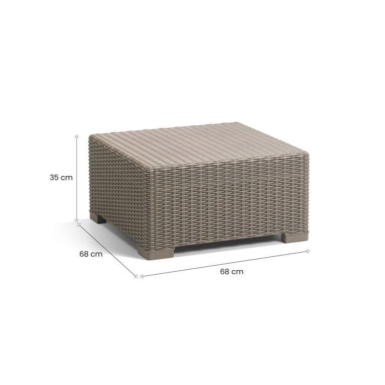 Tavolino da esterno Rapolla, Tavolo basso da giardino, Mobiletto outdoor multiuso, Mensola multifunzione, 68x68 h35 cm, Tortora