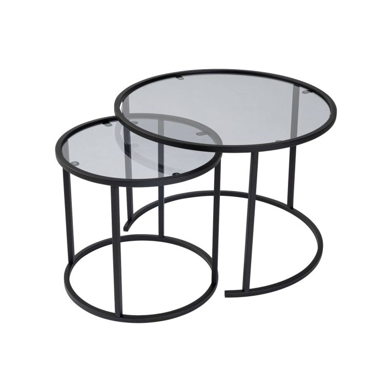 Tavolino da salotto Abbadesse, Tavolo basso da caffè, Portariviste per divano, Ripiano da soggiorno, 60x60 h43 cm, Nero e Grigio