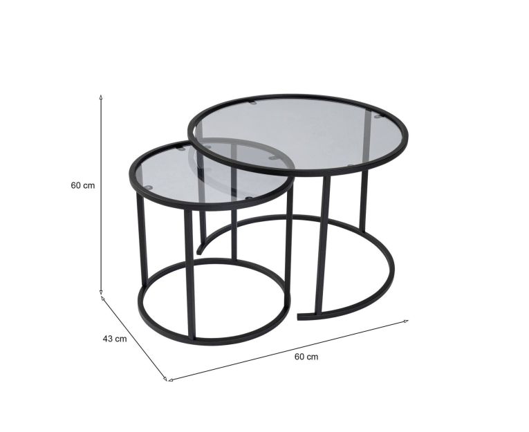 Tavolino da salotto Abbadesse, Tavolo basso da caffè, Portariviste per divano, Ripiano da soggiorno, 60x60 h43 cm, Nero e Grigio