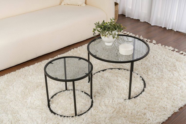 Tavolino da salotto Abbadesse, Tavolo basso da caffè, Portariviste per divano, Ripiano da soggiorno, 60x60 h43 cm, Nero e Grigio