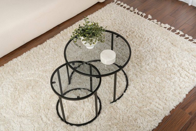 Tavolino da salotto Abbadesse, Tavolo basso da caffè, Portariviste per divano, Ripiano da soggiorno, 60x60 h43 cm, Nero e Grigio