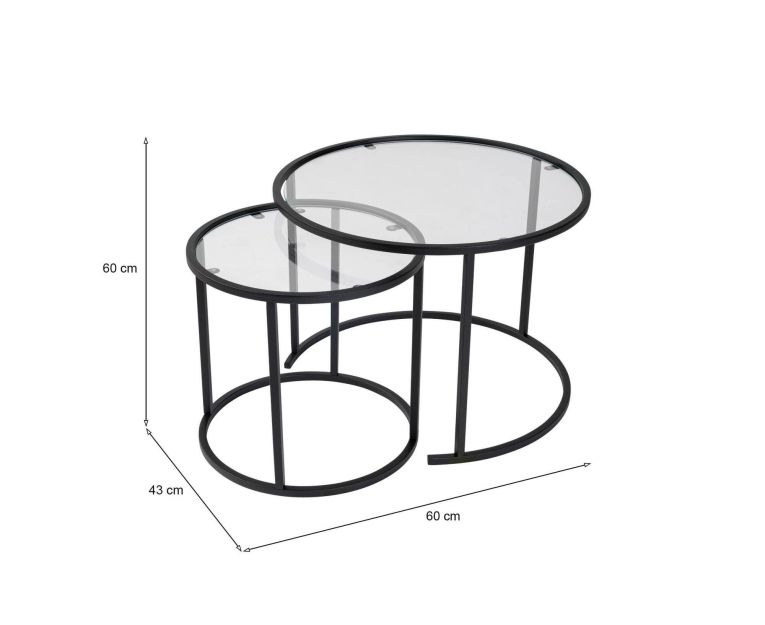 Tavolino da salotto Abbadesse, Tavolo basso da caffè, Portariviste per divano, Ripiano da soggiorno, 60x60 h43 cm, Nero e Trasparente