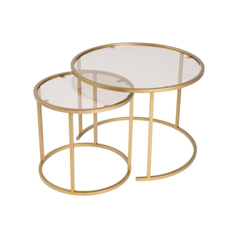 Tavolino da salotto Abbadesse, Tavolo basso da caffè, Portariviste per divano, Ripiano da soggiorno, 60x60 h43 cm, Oro e Bronzo