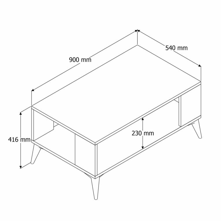 Tavolino da salotto Achrion, Tavolo basso da caffè, Portariviste per divano, Ripiano da soggiorno, 90x42 h54 cm, Quercia