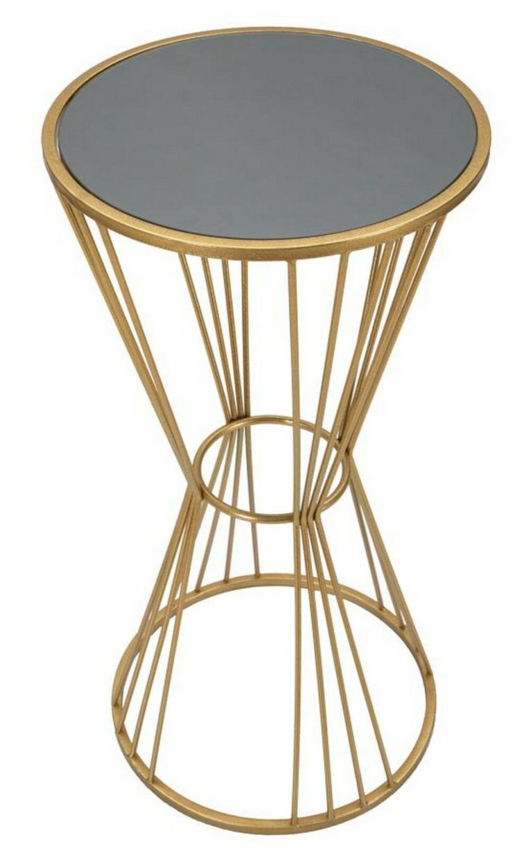 Tavolino da salotto Aldruda, Tavolo basso da caffè, Portariviste per divano, Ripiano da soggiorno, 40x40 h80 cm, Oro