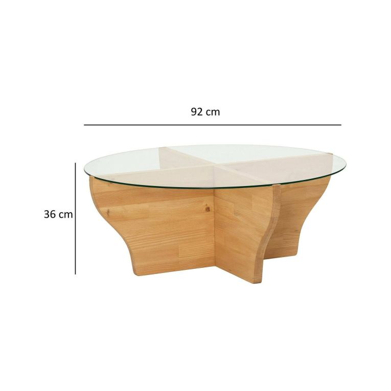 Tavolino da salotto Almach, Tavolo basso da soggiorno, Ripiano da caffè, Tavolino per divano, 92x92h36 cm, Rovere
