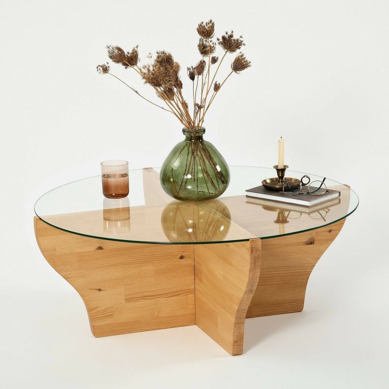 Tavolino da salotto Almach, Tavolo basso da soggiorno, Ripiano da caffè, Tavolino per divano, 92x92h36 cm, Rovere