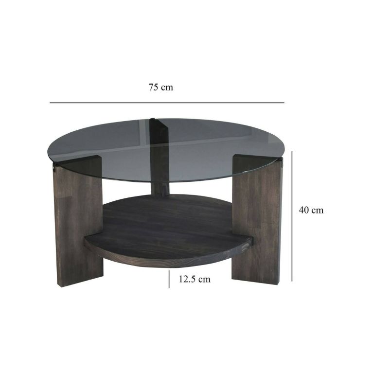 Tavolino da salotto Alnitak, Tavolo basso da soggiorno, Ripiano da caffè, Tavolino per divano, 75x75h40 cm, Antracite e Marrone