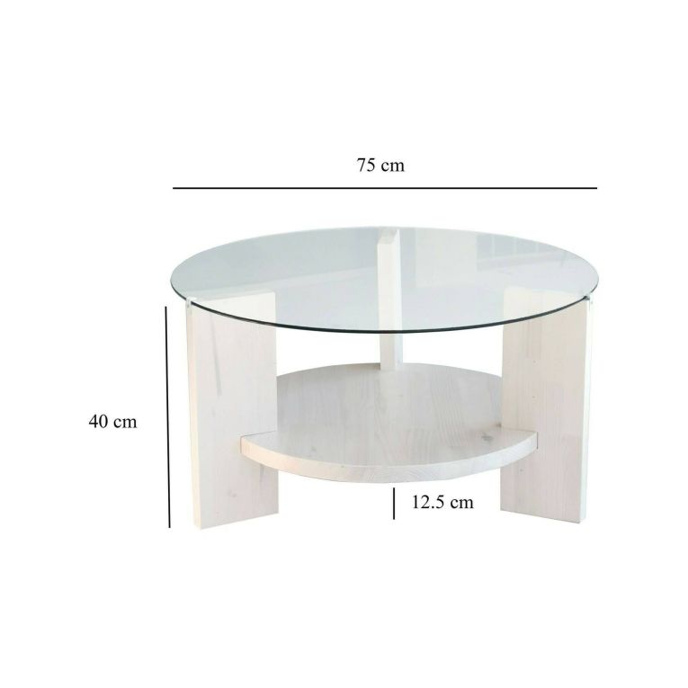 Tavolino da salotto Alnitak, Tavolo basso da soggiorno, Ripiano da caffè, Tavolino per divano, 75x75h40 cm, Bianco