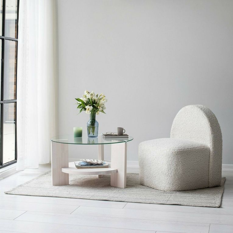 Tavolino da salotto Alnitak, Tavolo basso da soggiorno, Ripiano da caffè, Tavolino per divano, 75x75h40 cm, Bianco
