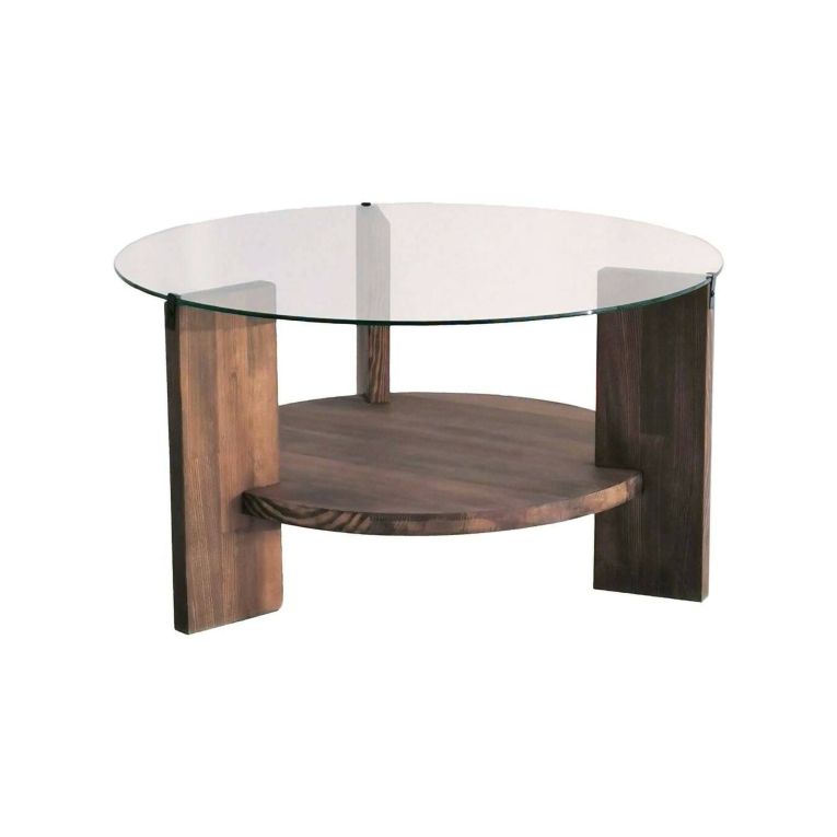 Tavolino da salotto Alnitak, Tavolo basso da soggiorno, Ripiano da caffè, Tavolino per divano, 75x75h40 cm, Noce