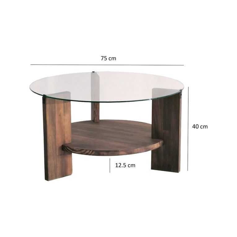 Tavolino da salotto Alnitak, Tavolo basso da soggiorno, Ripiano da caffè, Tavolino per divano, 75x75h40 cm, Noce