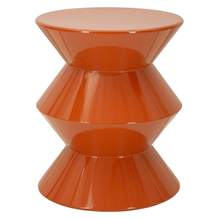 Tavolino da Salotto Arancione Forma Rotondo Colore Ripiano Arancione 40x50x40h cm, Materiale Piano in Metallo - Ilam