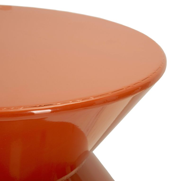 Tavolino da Salotto Arancione Forma Rotondo Colore Ripiano Arancione 40x50x40h cm, Materiale Piano in Metallo - Ilam