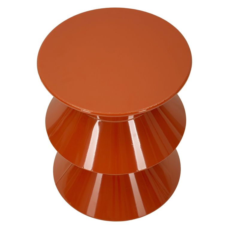 Tavolino da Salotto Arancione Forma Rotondo Colore Ripiano Arancione 40x50x40h cm, Materiale Piano in Metallo - Ilam