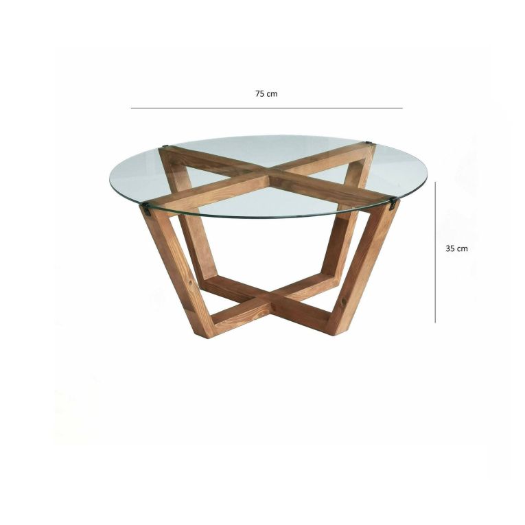 Tavolino da salotto Arion, Tavolo basso da soggiorno, Ripiano da caffè, Tavolino per divano, 75x75h35 cm, Naturale