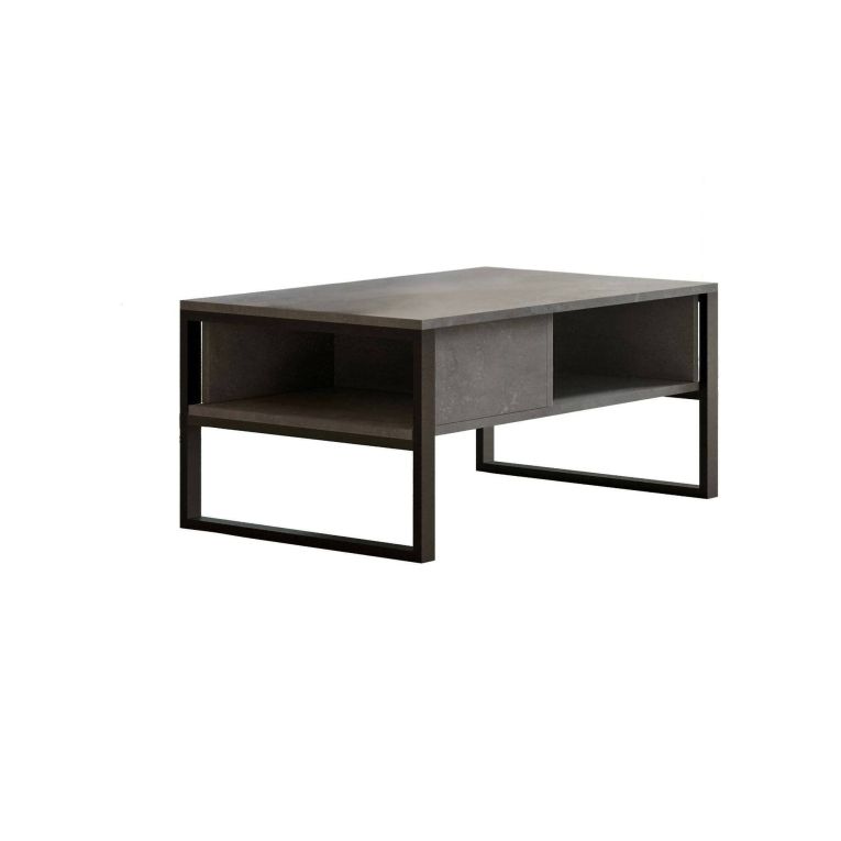 Tavolino da salotto Astraia, Tavolo basso da soggiorno, Ripiano da caffè, Tavolino per divano, 100x60h44 cm, Argento