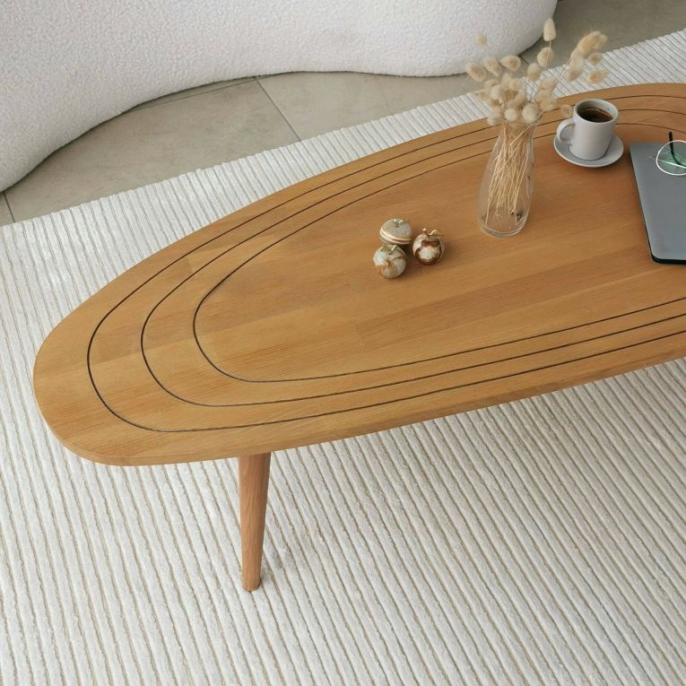 Tavolino da salotto Beid, Tavolo basso da soggiorno, Ripiano da caffè, Tavolino per divano, 115x50h38 cm, Naturale
