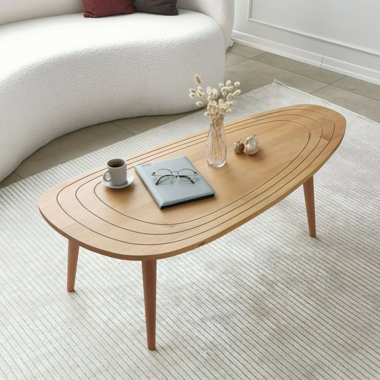 Tavolino da salotto Beid, Tavolo basso da soggiorno, Ripiano da caffè, Tavolino per divano, 115x50h38 cm, Naturale