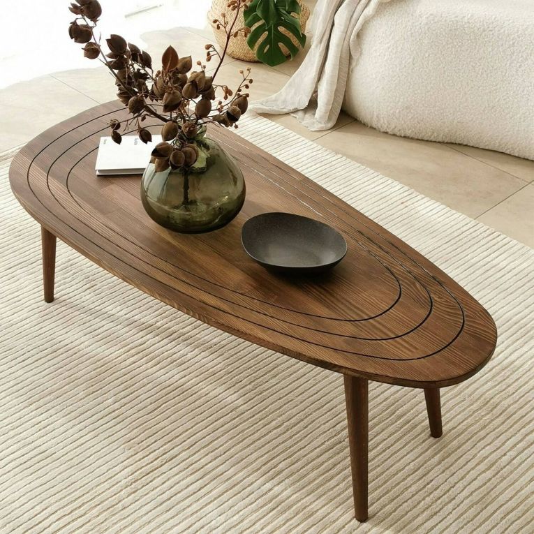 Tavolino da salotto Beid, Tavolo basso da soggiorno, Ripiano da caffè, Tavolino per divano, 115x50h38 cm, Noce