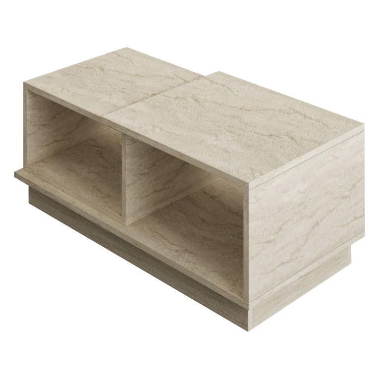 Tavolino da Salotto Beige Crema 2 Vani Forma Rettangolare 90x45x36h cm, Sfumatura Colore Ripiano Crema - Morino