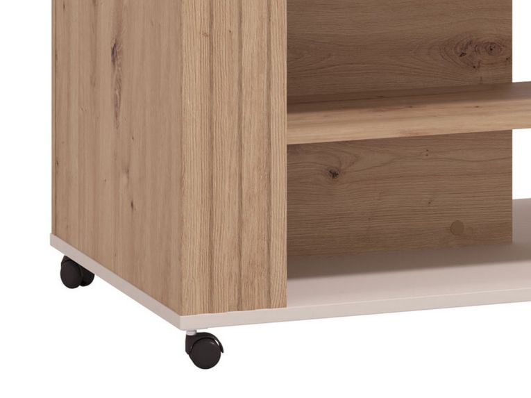 Tavolino da Salotto Beige Marrone Rovere Nodi con Ruote 2 Vani 101x54.5x46h cm, Forma Rettangolare - Dosso