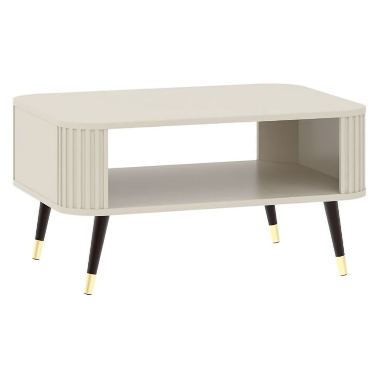 Tavolino da Salotto Beige Nero un Vano Forma Rettangolare 80x60x42h cm, Colore Ripiano Beige - Lipatofa