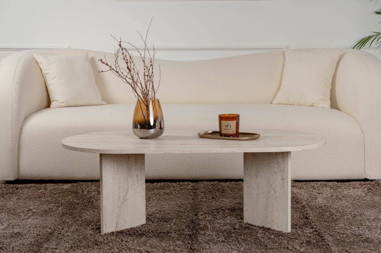 Tavolino da Salotto Beige Peso Massimo Supportato 20 kg Forma Rettangolare 119x60x40h cm, Materiale Piano in Legno Nobilitato - Elain