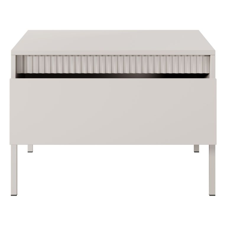 Tavolino da Salotto Beige un Cassetto con Piedini 68x48x68h cm, Forma Quadrato - Kasinela