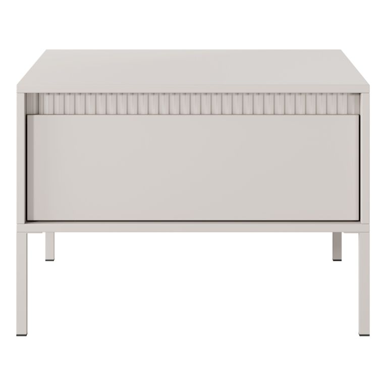 Tavolino da Salotto Beige un Cassetto con Piedini 68x48x68h cm, Forma Quadrato - Kasinela